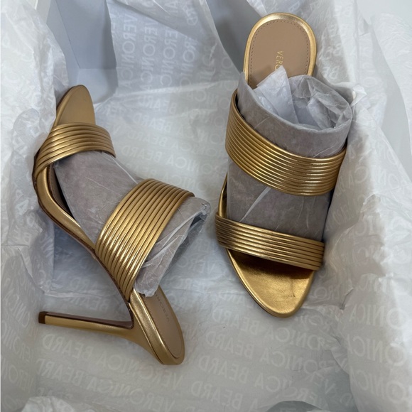 Veronica Beard Asha Mignon High Heel Gold Metallic Strappy Stiletto Sandals SZ 6 - Picture 9 of 17
